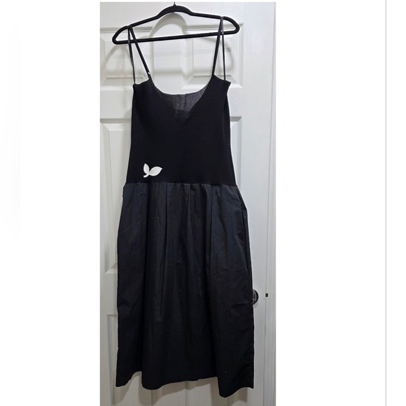 Free People Find Me Now Mix Media Drop Waist Black MidiDress Sleeveless Size: L - Picture 10 of 11
